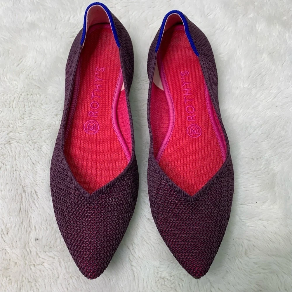 Rothy’s Women's Rare Unicorn Violet Purple The Point Flats Size 8.5 - Picture 2 of 14